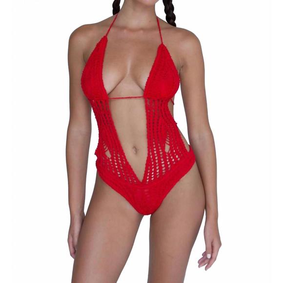 INDAH Other - NEW INDAH corazon crochet one piece in red